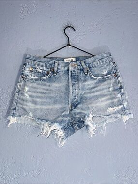 AGOLDE Parker Light Blue Distressed Denim Shorts Size 27